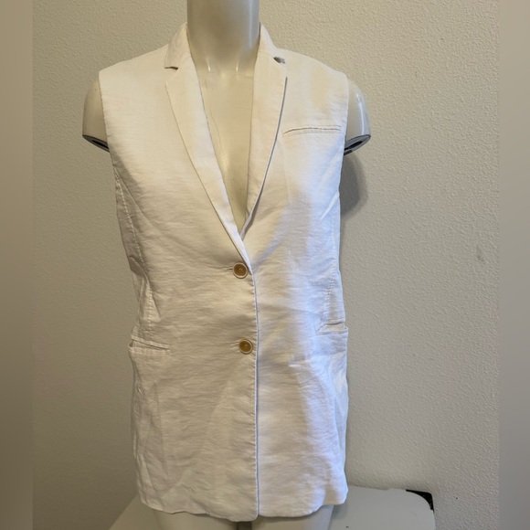 $680 Helmut Lang 2 button Linen-Blend long Vest Top 0 S - Picture 2 of 8
